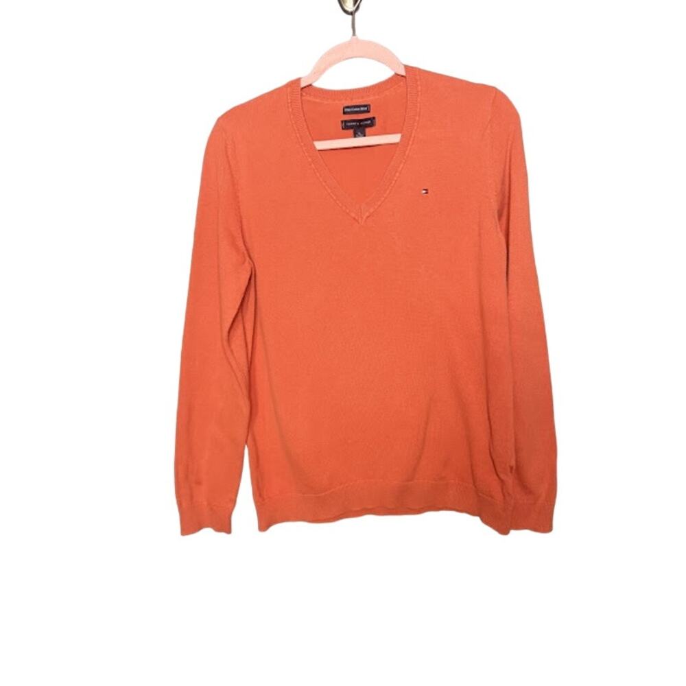 Tommy Hilfiger Pima Cotten Blend V-Neck Sweater Women's Size XL Preppy Fall